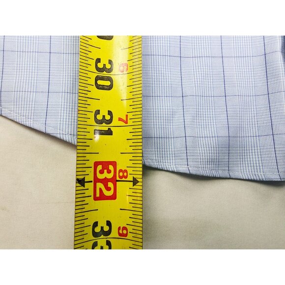 Jos. A. Bank Traditional Fit Sz 16-35 Mens Blue Check Traveler Button Down Shirt - Picture 6 of 8